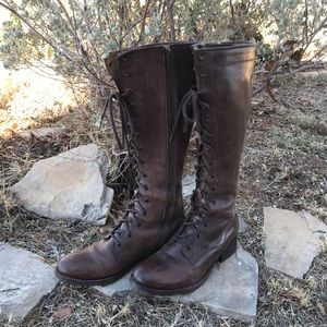 Frye Melissa Tall Lace Boot, Dark Brown, Size 10